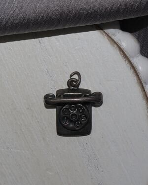 I Love U Sterling Silver Phone Charm 3.1G / 0.7in
